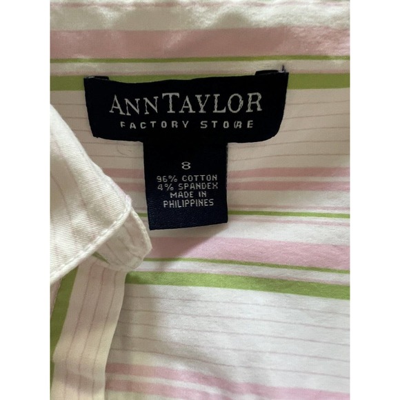 Ann Taylor Factory Shirt Womens 8 Multicolor Stripe Sleeveless Button Up Casual - Picture 3 of 3